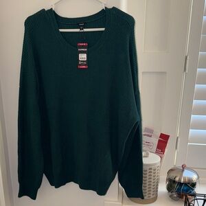 Express Women’s Blue/ Green Crewneck Sweater